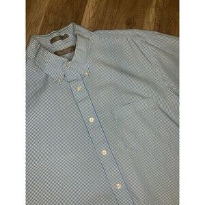 Daniel Cremieux Mens Dress Shirt L Blue White Striped 100% Cotton Button Dapper